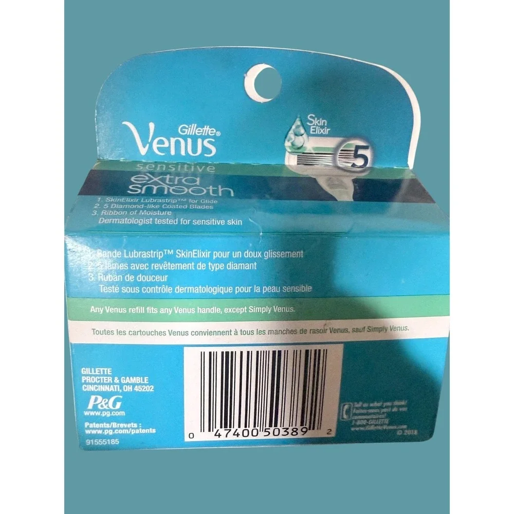 Gillette Venus Sensitive Deluxe Smooth 4 Cartridges with 5 Blades New